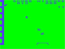 In game image of Bouncing Babies on the Acorn Atom.