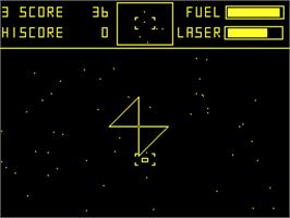 In game image of Cylon Attack on the Acorn Atom.