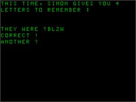 In game image of Simon on the Acorn Atom.