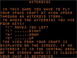 Title screen of 3D Asteroids on the Acorn Atom.