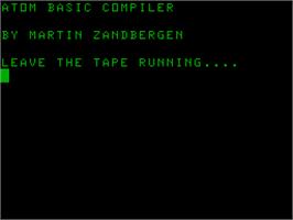 Title screen of Atom Basic Compiler on the Acorn Atom.