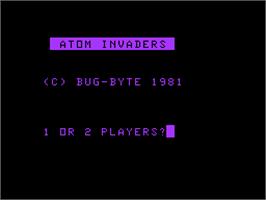 Title screen of Atom Invaders on the Acorn Atom.