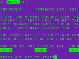 Title screen of Drive on the Acorn Atom.