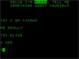 Title screen of Eliza on the Acorn Atom.