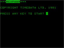 Title screen of Hexpawn on the Acorn Atom.
