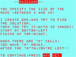 Title screen of Maze Game on the Acorn Atom.