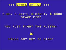 Title screen of Space Battle on the Acorn Atom.