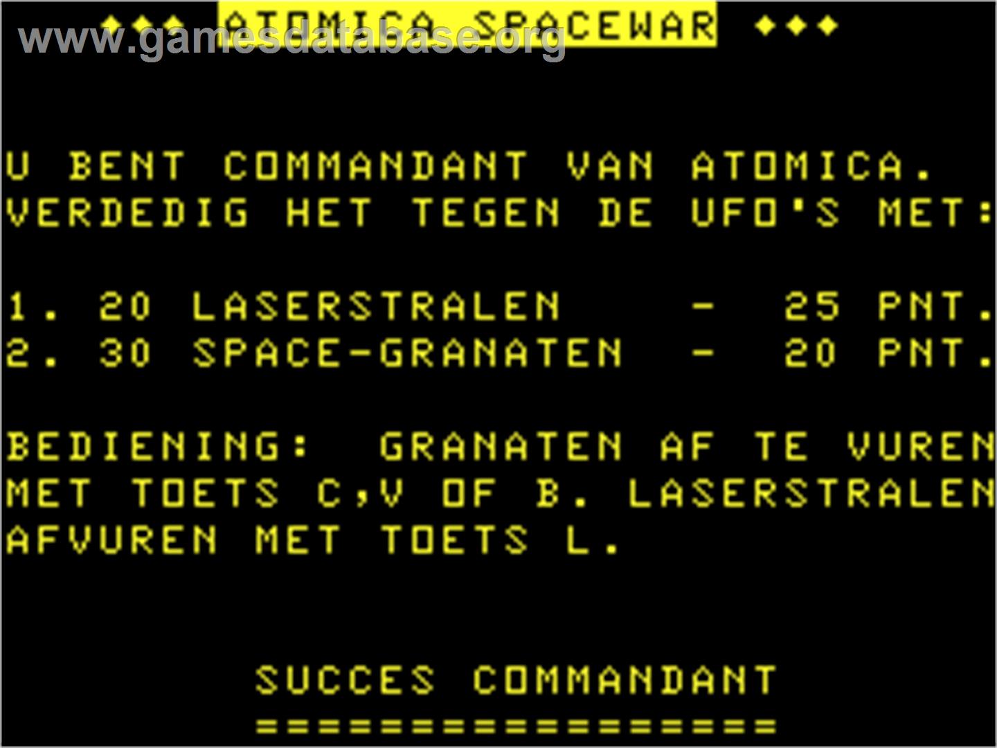 Atomica Spacewar - Acorn Atom - Artwork - Title Screen
