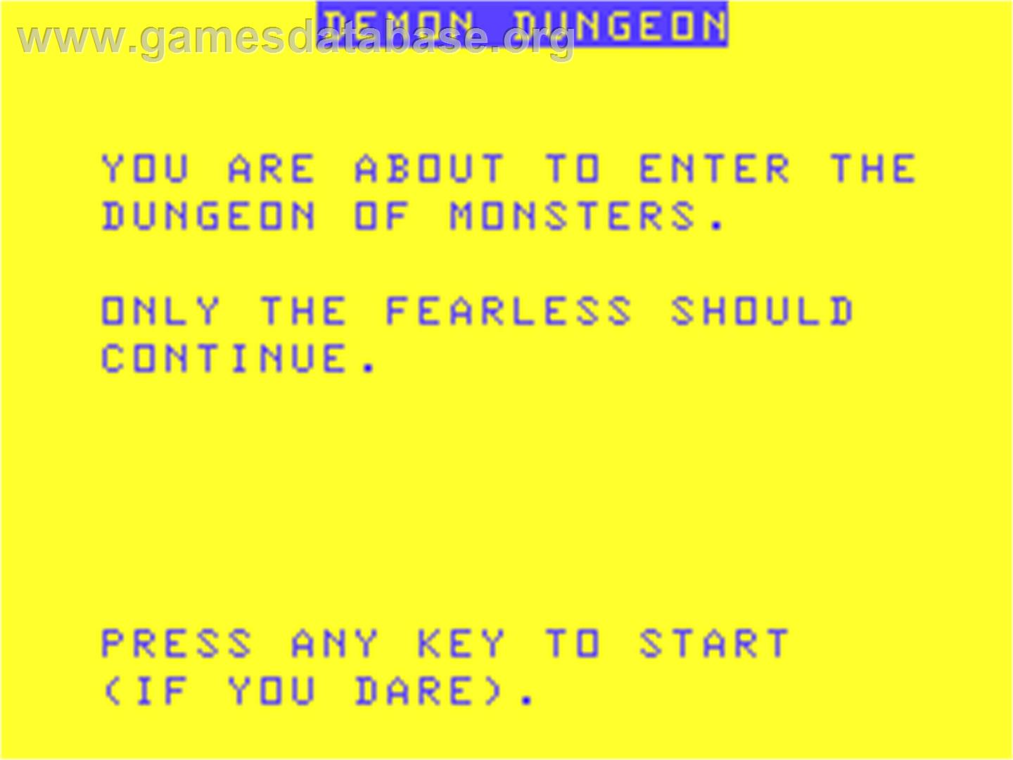 Demon Dungeon - Acorn Atom - Artwork - Title Screen