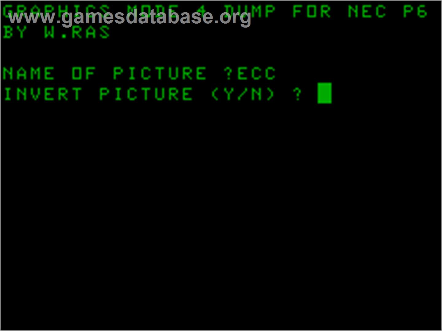 GDump for NEC P6 - Acorn Atom - Artwork - Title Screen