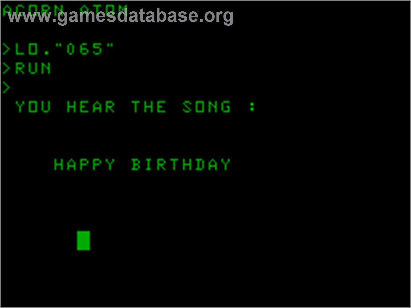 Happy Birthday - Acorn Atom - Artwork - Title Screen