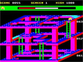 In game image of 3D Dotty on the Acorn BBC Micro.