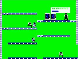 In game image of Impossible Mission on the Acorn BBC Micro.