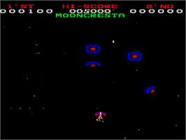 In game image of Moon Cresta on the Acorn BBC Micro.