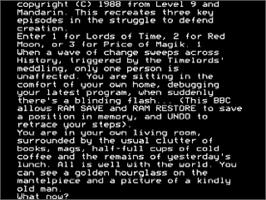 In game image of Time and Magik on the Acorn BBC Micro.