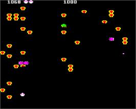 In game image of Bug Blaster on the Acorn Electron.