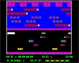 In game image of Croaker on the Acorn Electron.