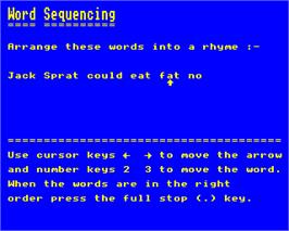 In game image of Word Sequencing on the Acorn Electron.