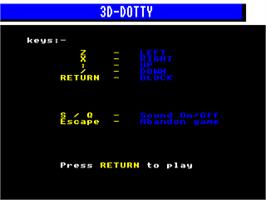 Title screen of 3D Dotty on the Acorn Electron.