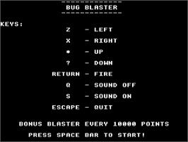 Title screen of Bug Blaster on the Acorn Electron.