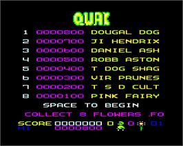 Title screen of Qwak on the Acorn Electron.