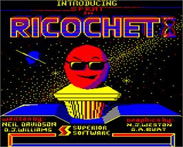 Title screen of Ricochet on the Acorn Electron.