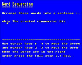 Title screen of Word Sequencing on the Acorn Electron.