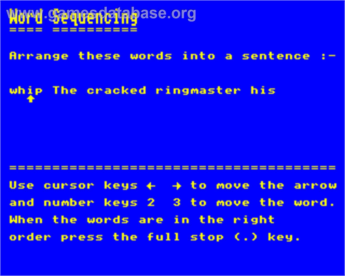 Word Sequencing - Acorn Electron - Artwork - Title Screen