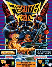 Box cover for Forgotten Worlds on the Amstrad CPC.
