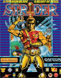 Box cover for Strider on the Amstrad CPC.