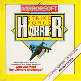 Box cover for Strike Force Harrier on the Amstrad CPC.