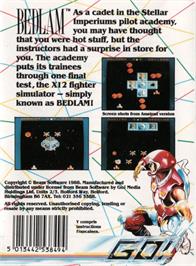 Box back cover for Bedlam on the Amstrad CPC.