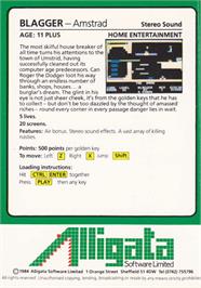 Box back cover for Blagger on the Amstrad CPC.