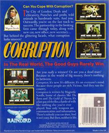 Box back cover for Corruption on the Amstrad CPC.