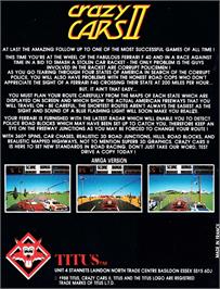 Box back cover for Crazy Cars 2 on the Amstrad CPC.