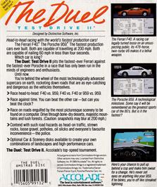 Box back cover for Duel: Test Drive 2 on the Amstrad CPC.