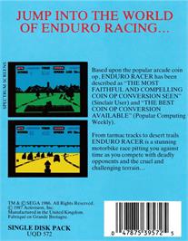 Box back cover for Enduro Racer on the Amstrad CPC.