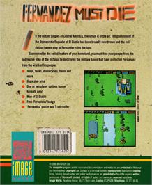 Box back cover for Fernandez Must Die on the Amstrad CPC.