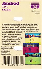 Box back cover for Fighting Warrior on the Amstrad CPC.
