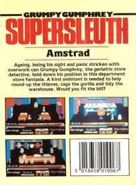 Box back cover for Grumpy Gumphrey Supersleuth on the Amstrad CPC.