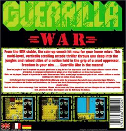 Box back cover for Guerrilla War on the Amstrad CPC.