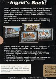 Box back cover for Ingrid's Back on the Amstrad CPC.