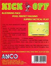 Box back cover for Kick Off on the Amstrad CPC.