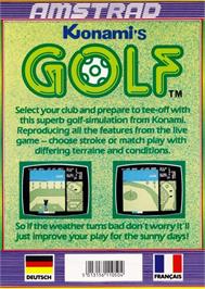 Box back cover for Konami's Golf on the Amstrad CPC.