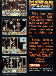 Box back cover for Mutan Zone on the Amstrad CPC.