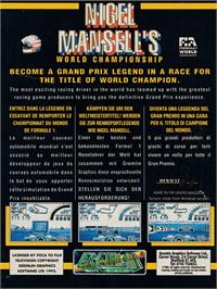 Box back cover for Nigel Mansell's World Championship on the Amstrad CPC.