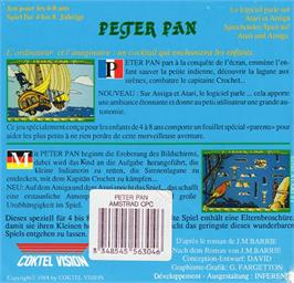 Box back cover for Peter Pan on the Amstrad CPC.