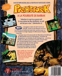 Box back cover for Prehistorik on the Amstrad CPC.