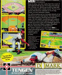 Box back cover for RBI Baseball 2 on the Amstrad CPC.
