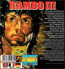 Box back cover for Rambo III on the Amstrad CPC.
